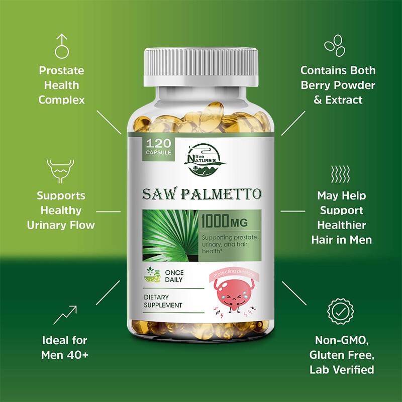 Saw Palmetto 1000mg – Premium 120 capsules Health Support Supplement