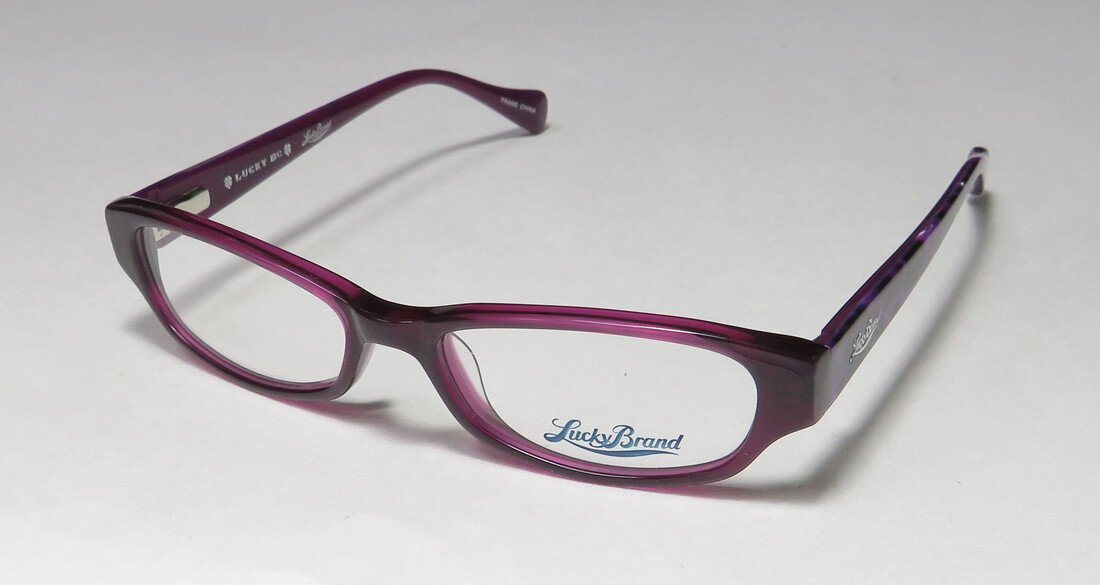 LUCKY BRAND PRETEND LUCKY ME PURPLE ANIMAL PRINT/PATTERN ON ARMS LOGO EYEGLASSES