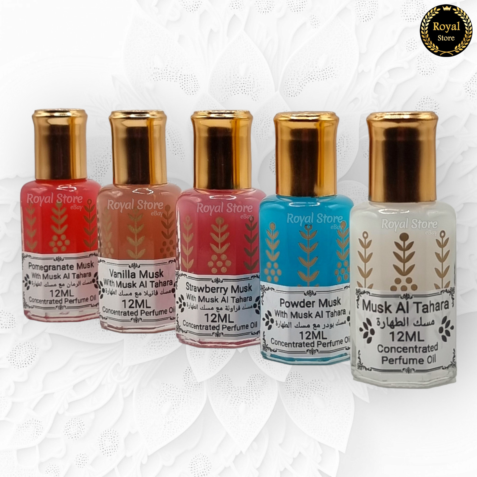 Arabian Perfume Musk Oil Tahara White Powder Black Vanilla 100g-60g-12ml مسك