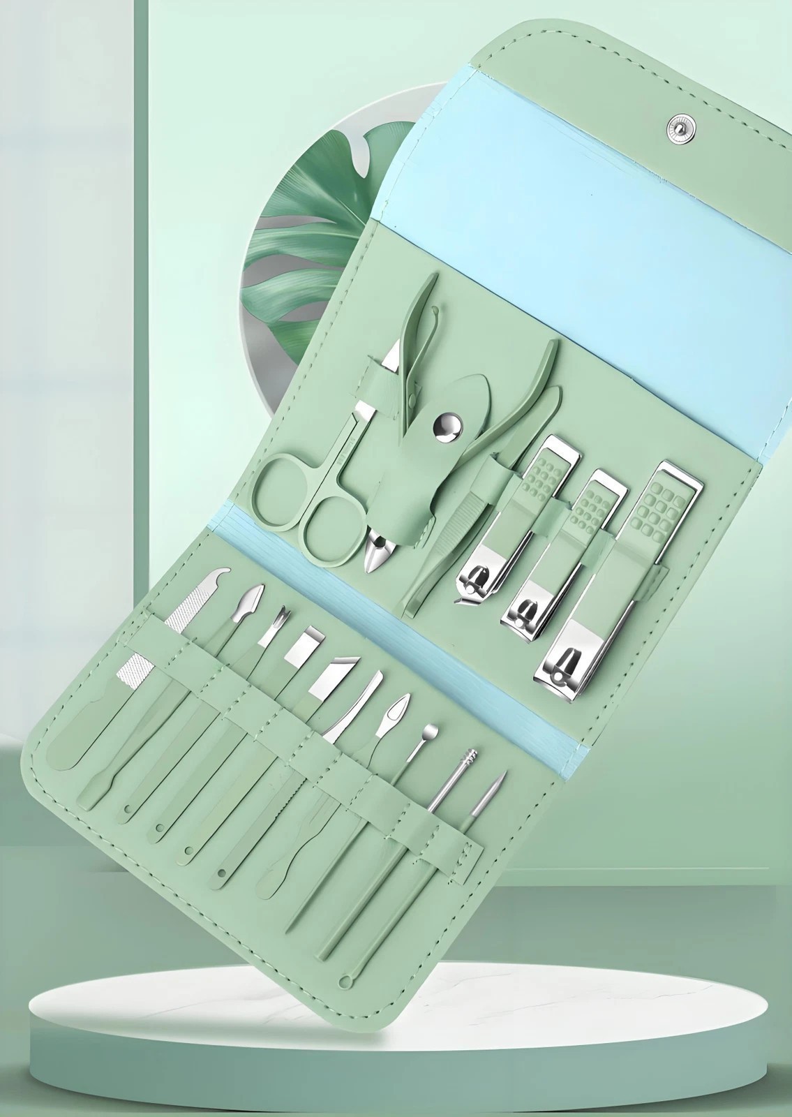 16PCS Pedicure / Manicure Set Nail Clippers Cleaner Cuticle Grooming Kit Case US