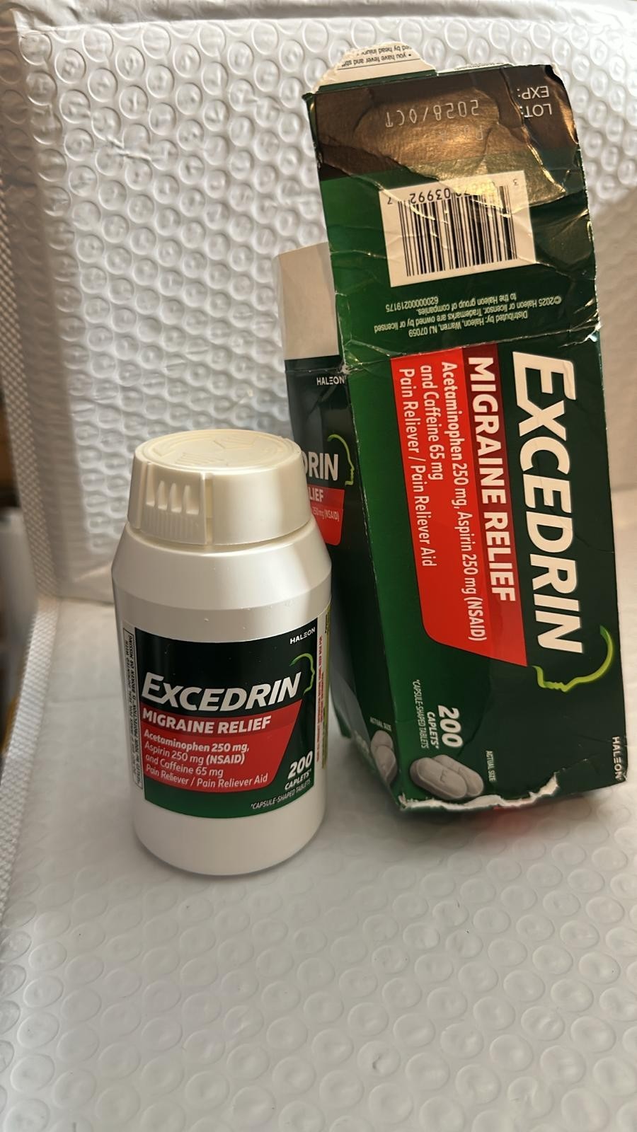 Excedrin Migraine Relief Caplets 200 Count New Damaged Box