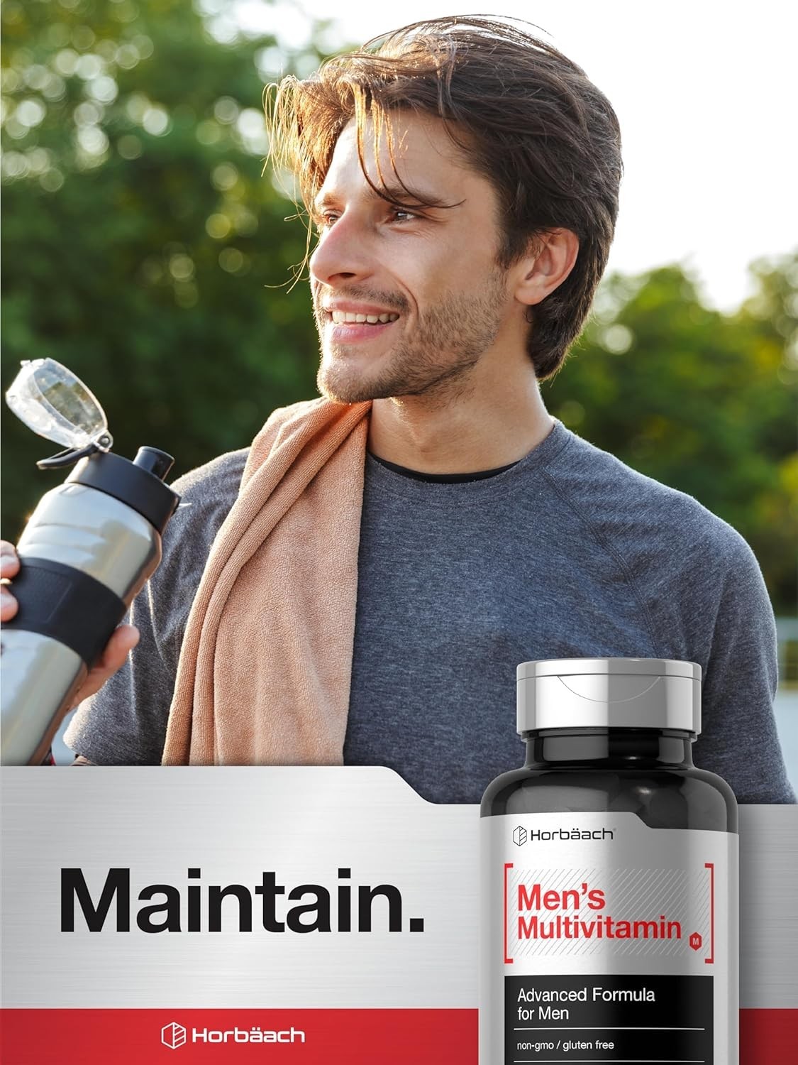 Men’s Multivitamin 50 Plus | 60 Caplets | Non-GMO & Gluten Free | by Horbaach