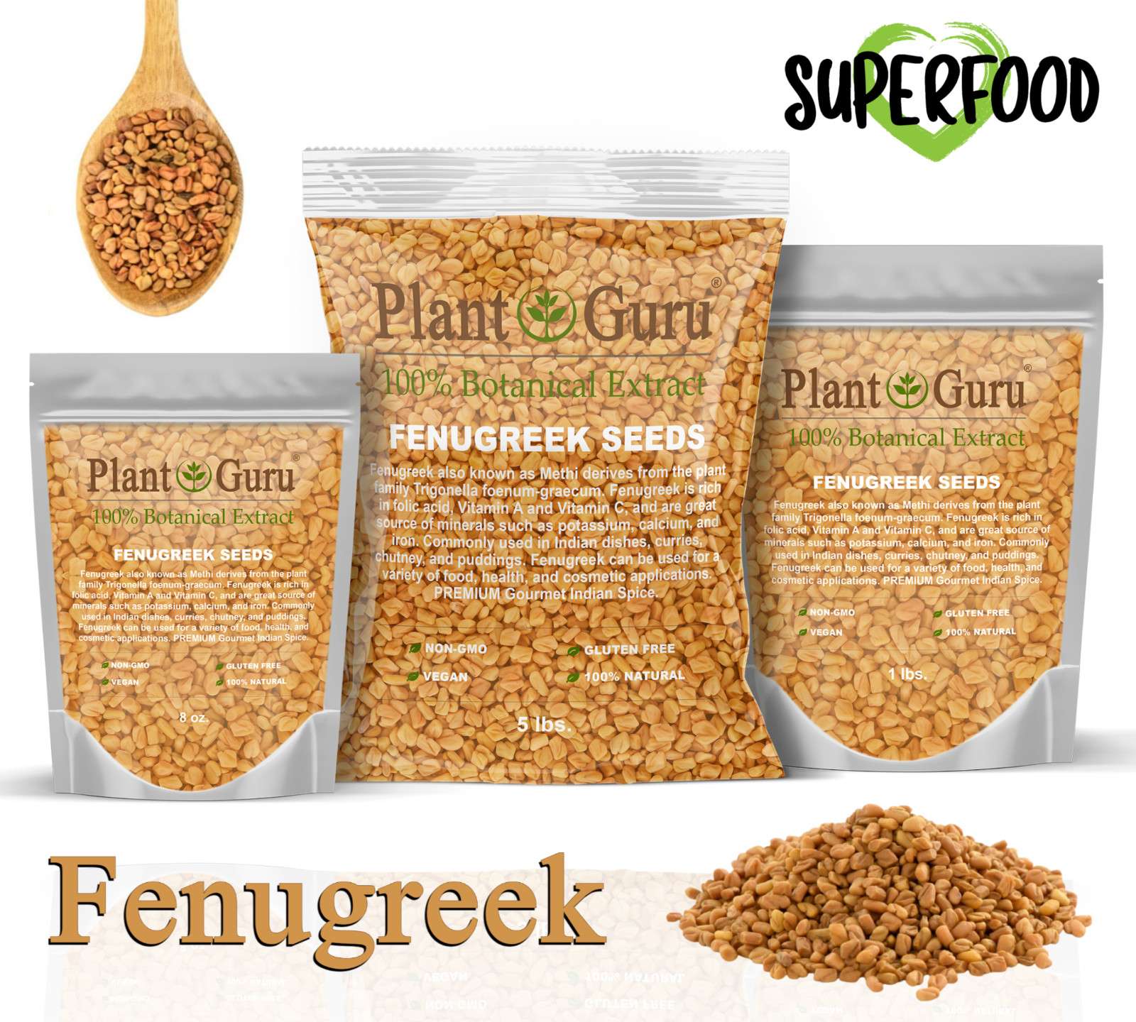 Fenugreek Seeds Non-GMO Trigonella Foenum Graecum Whole Methi Seed Bulk