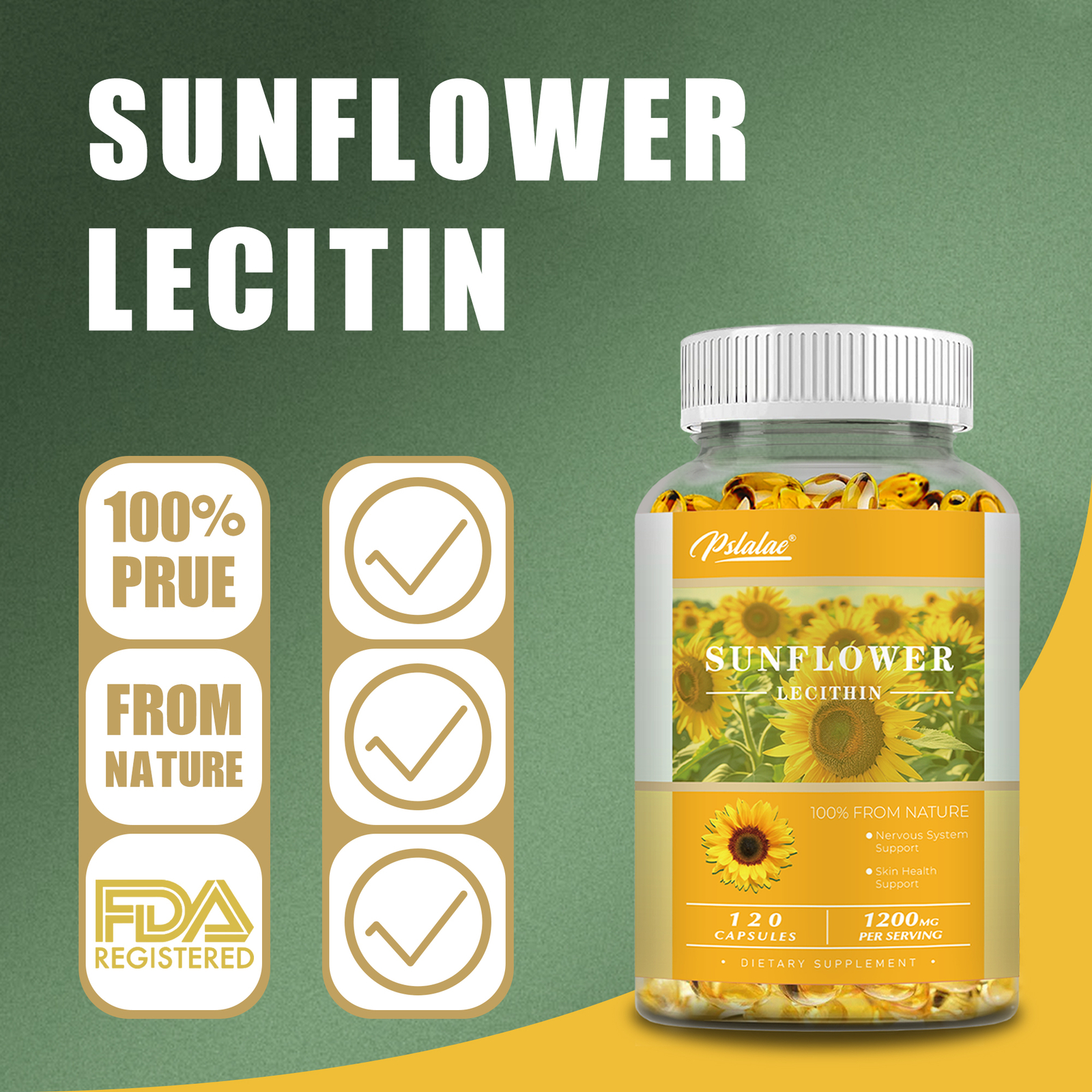 Sunflower Lecithin Capsules – Antioxidant, Liver Health & Nervous System Support