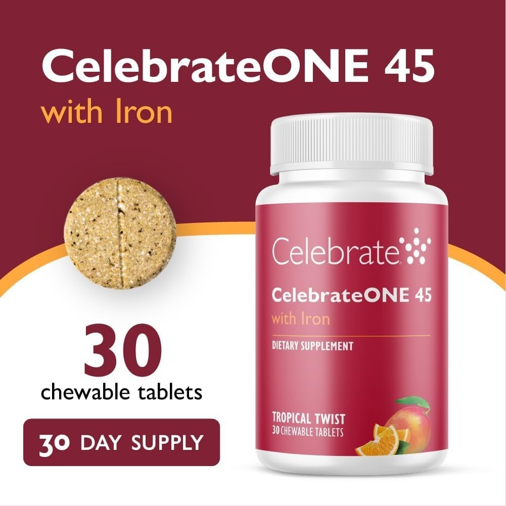 CelebrateONE 45 Bariatric Multivitamin with Iron, Once Daily Tropical Twist Chew