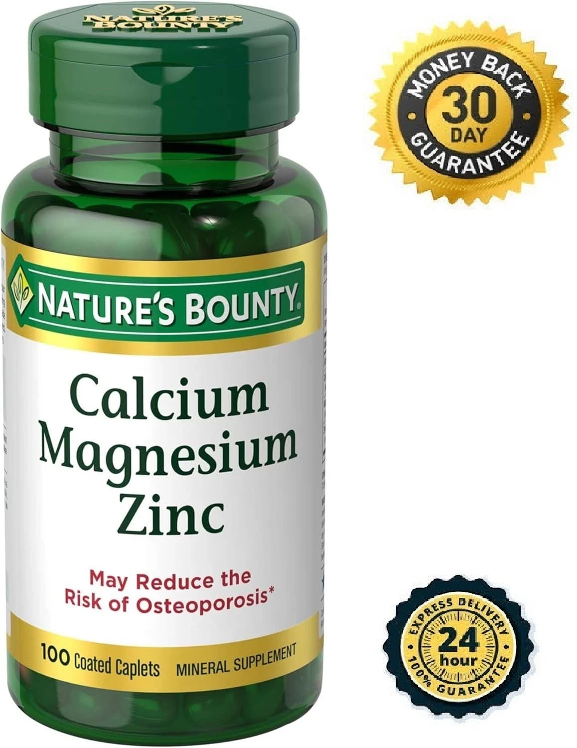 Nature’s Bounty Calcium Magnesium & Zinc Caplets, 100 Count (Pack of 1)