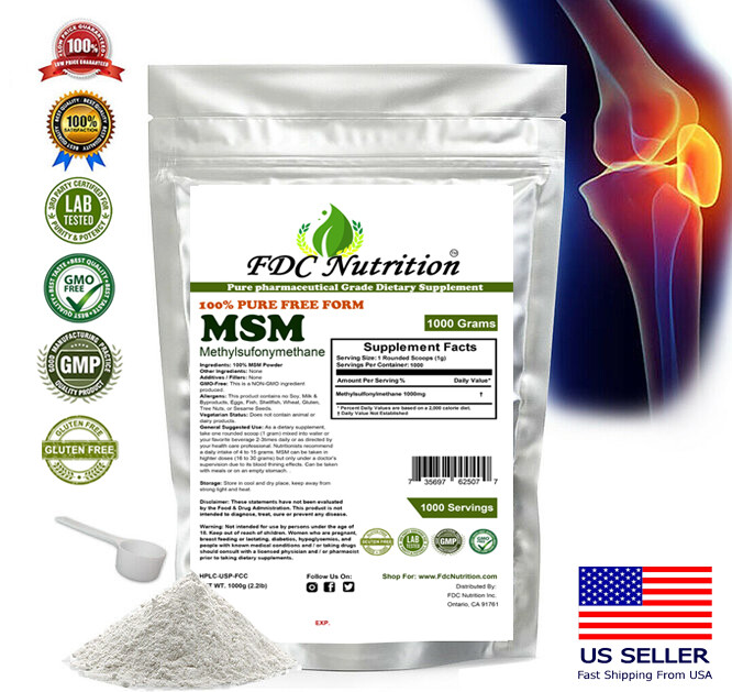MSM Powder -METHYLSULFONYLMETHANE -Relief Joint Arthritis – Pure – New Look!