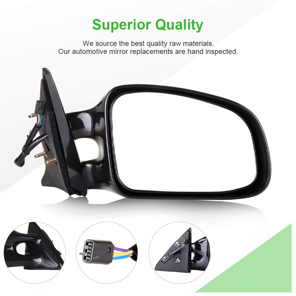 SCITOO Passenger Side View Mirror Compatible with Polished Finish, Black