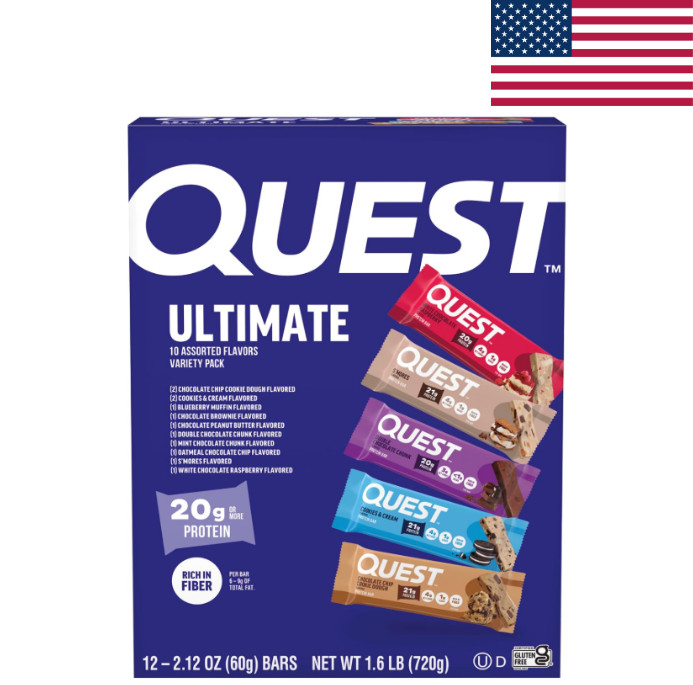 Quest Nutrition Ultimate Variety Pack Protein Bars, High Protein, Keto, 12 Count