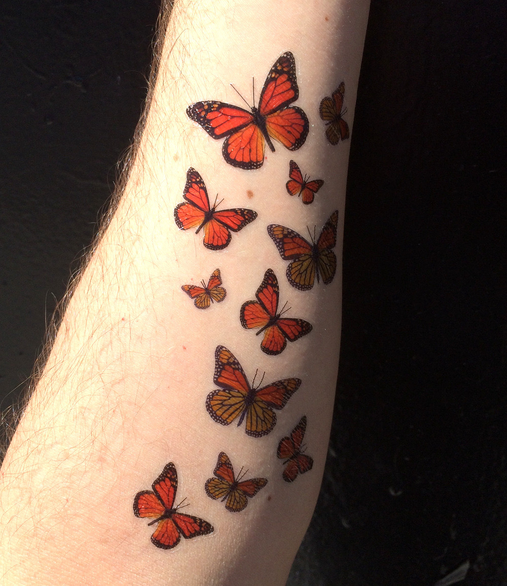 Monarch Butterfly Temporary Tattoos – 5 Sheets – 55 Butterflies