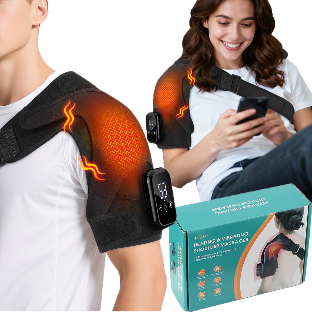Electric Shoulder Massager Pain Relief with 3 Heating 3 Vibration Modes & Timer