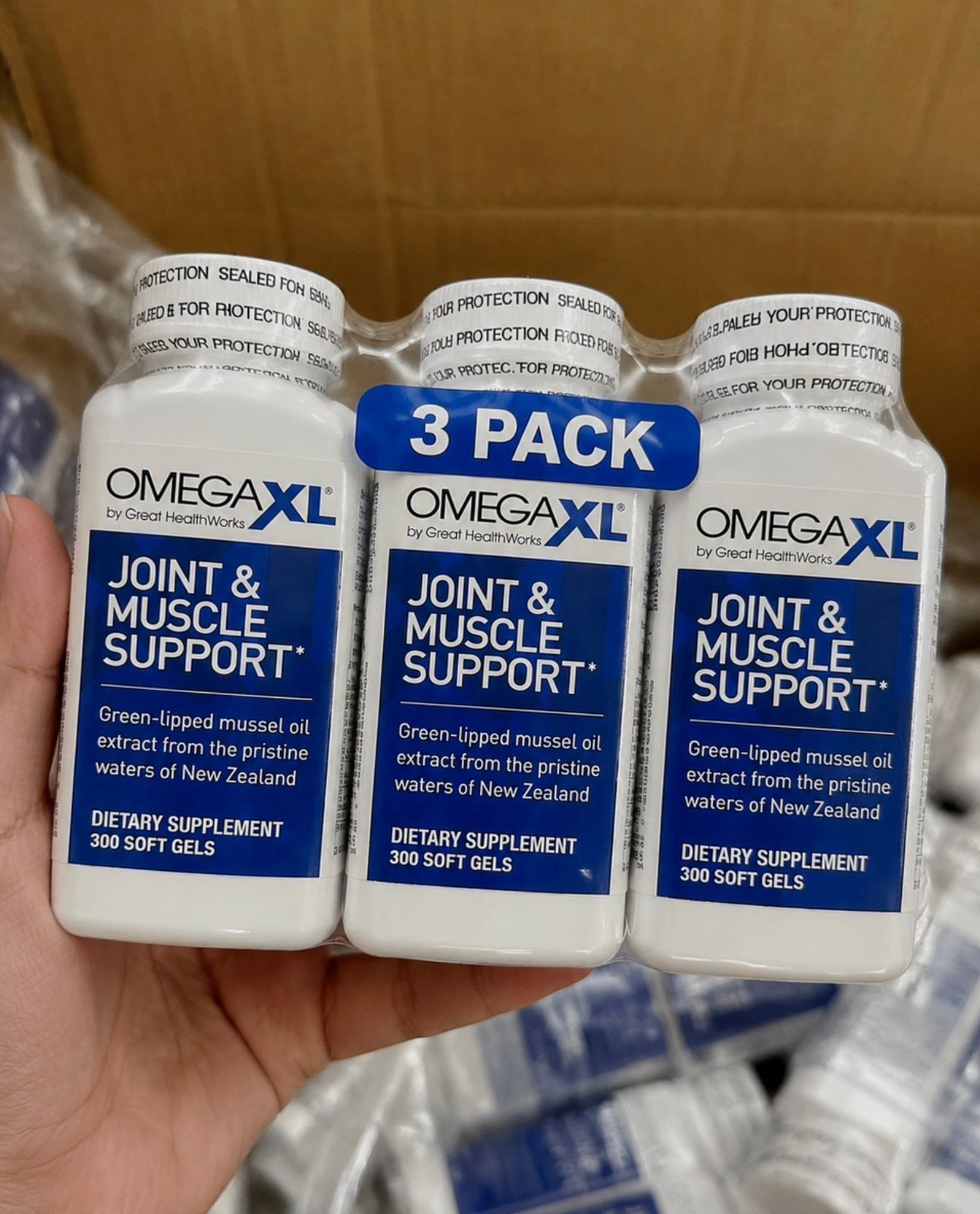 JOINT&MUSCLE OF 3 OMEGA XL 300 CAPSULES LIPPED MUSCLE PACK RELIEF SUPPLIMENT