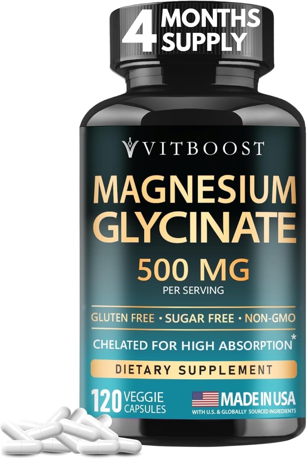 Buy VITBOOST Magnesium Glycinate 500mg – High Absorption Sleep & Stress Support