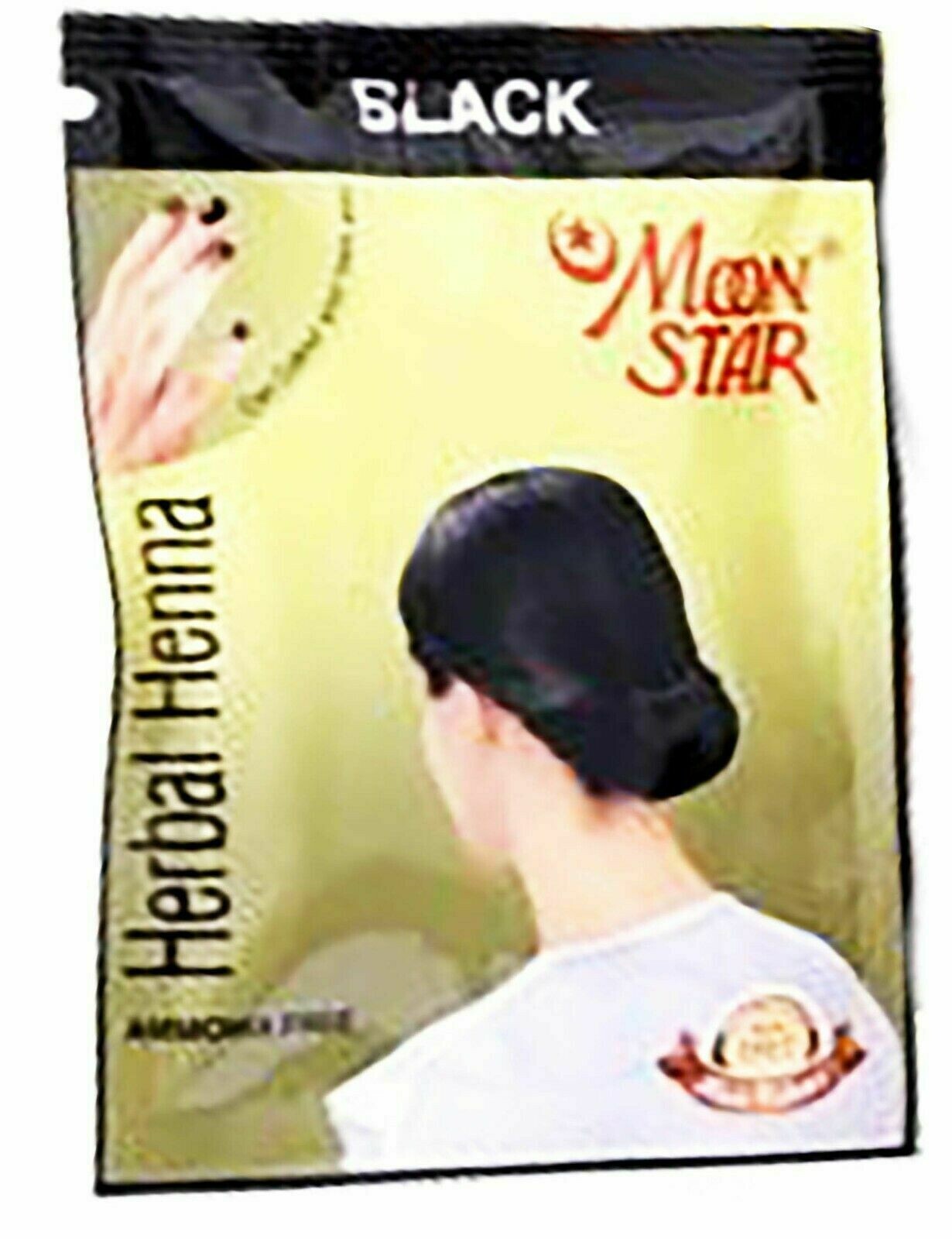 MOON STAR Herbal Henna Black Hair Colour (6 Packs of 10 Gms Each) Free Ship
