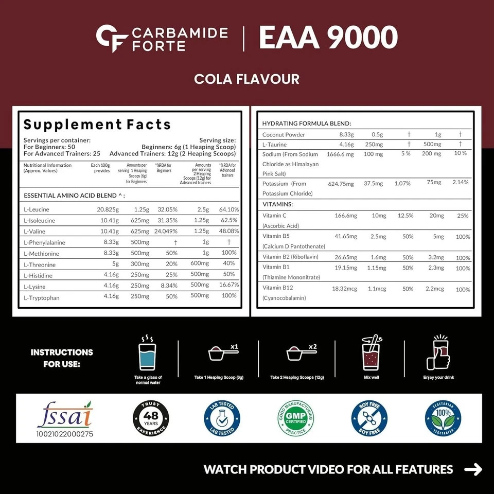 Carbamide Forte Eaa Supplement For Men & Women Blend & Vitamins Powder 300G