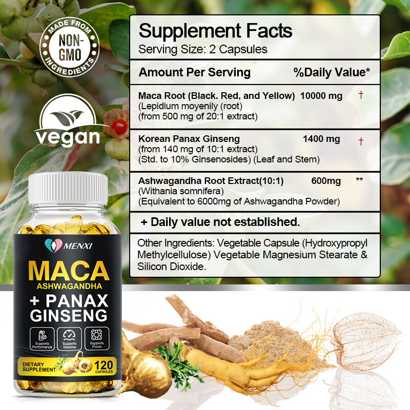 Organic Maca Root Capsules | 240 Pills | Peruvian Maca Extract for Men & Women