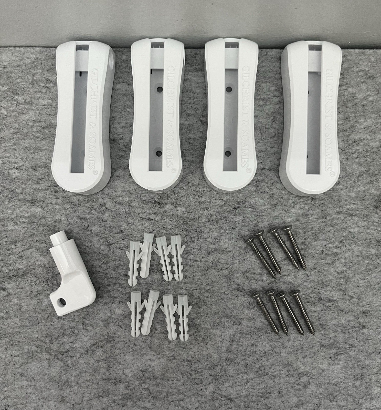 4 – Mini Gilchrist & Soames Disappearing ABS Brackets Screw Mount With Key