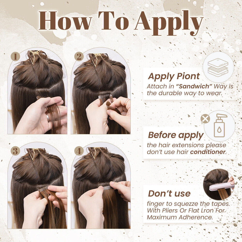Tape In Remy Human Hair Extensions Thick Full Head Skin Weft CLEARANCE Straight