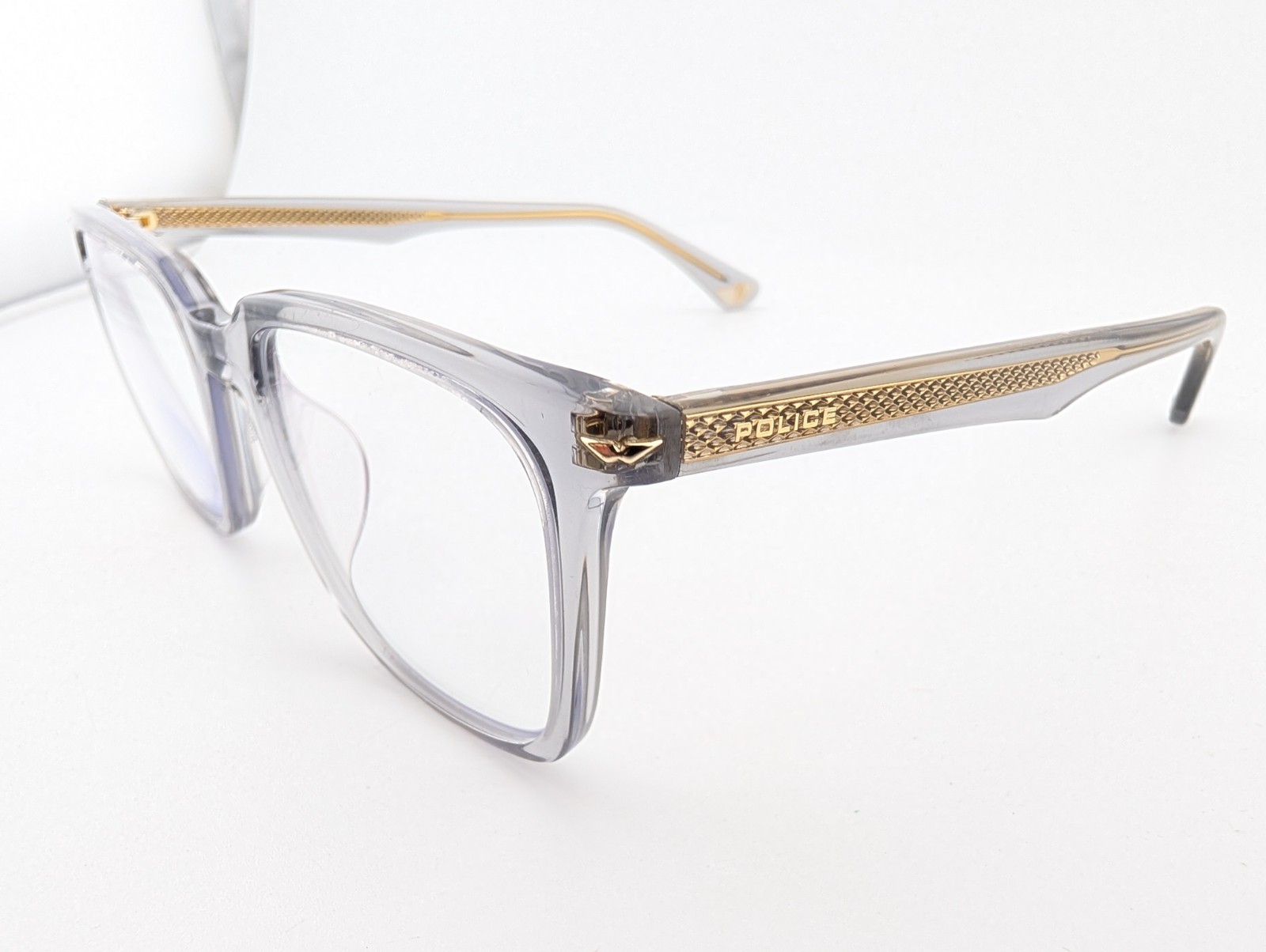 Police Eyeglasses, Frames Only, Bangladesh, VPLP79K 04G0, 51-19-145, Clear Gray