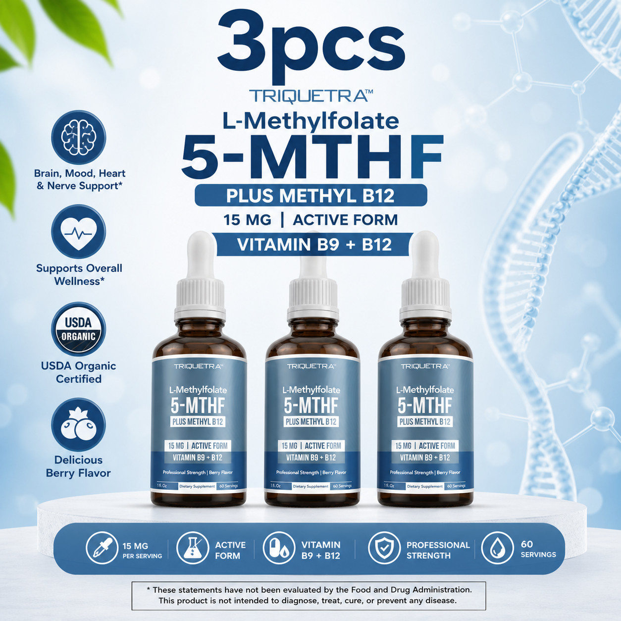 L-Methylfolate 5-MTHF Plus Methyl B12 15 MG Active Formula B9