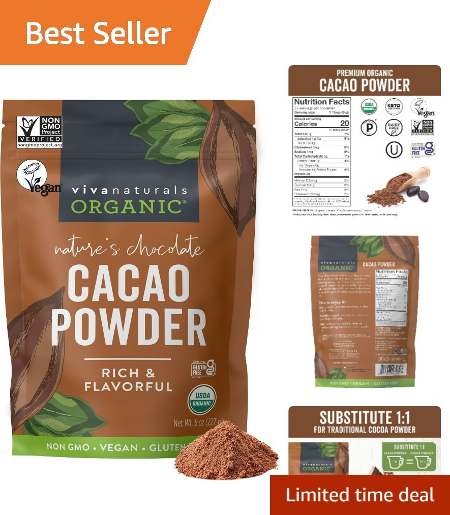 Rich Dark Chocolate Organic Cacao Powder, 8 oz – Guilt-Free Indulgence
