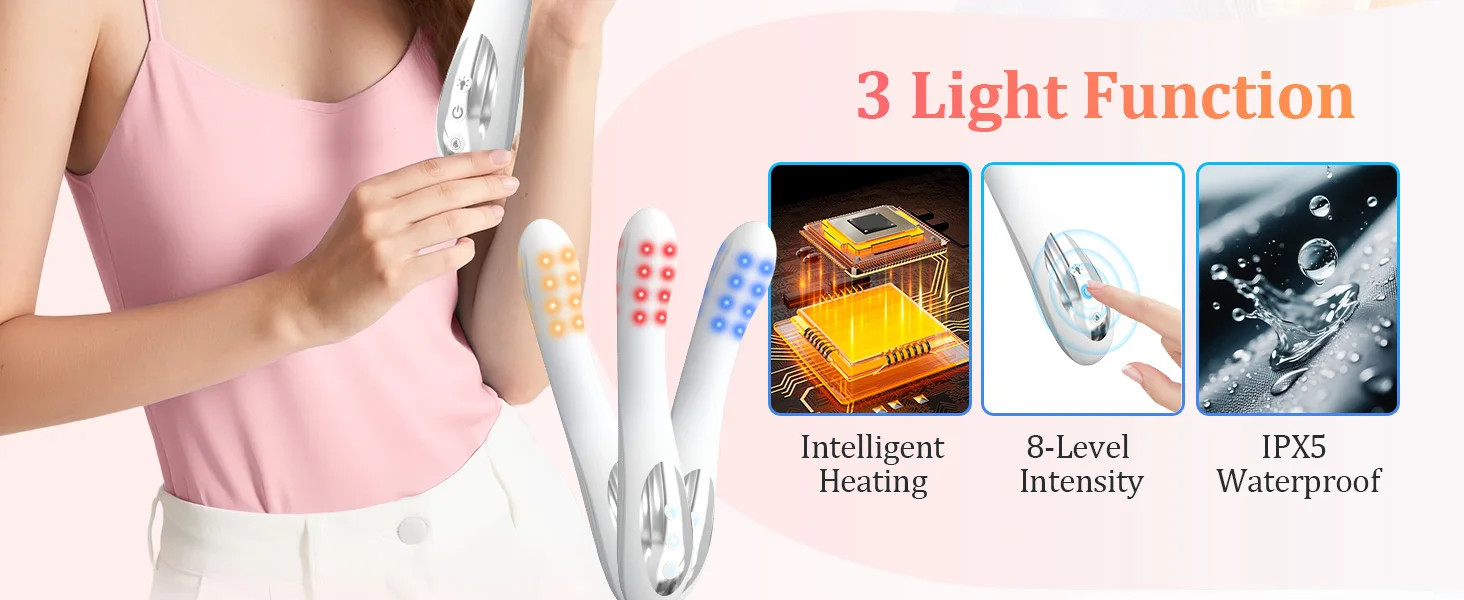 Red&Yellow&Blue Light Therapy Device with 8 Mode Female Light Therapy Device