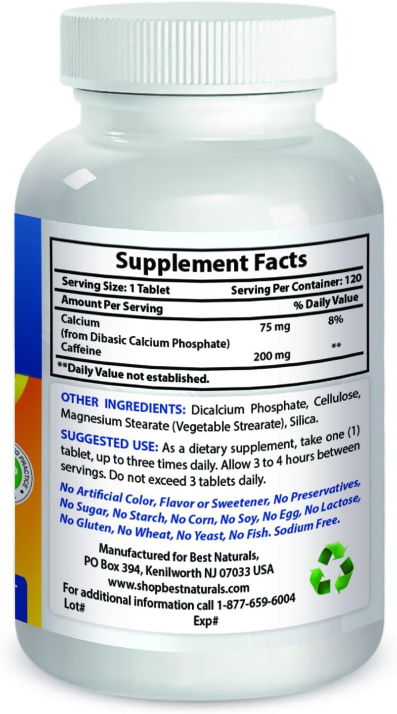 Caffeine Pills 200Mg, 120 Count