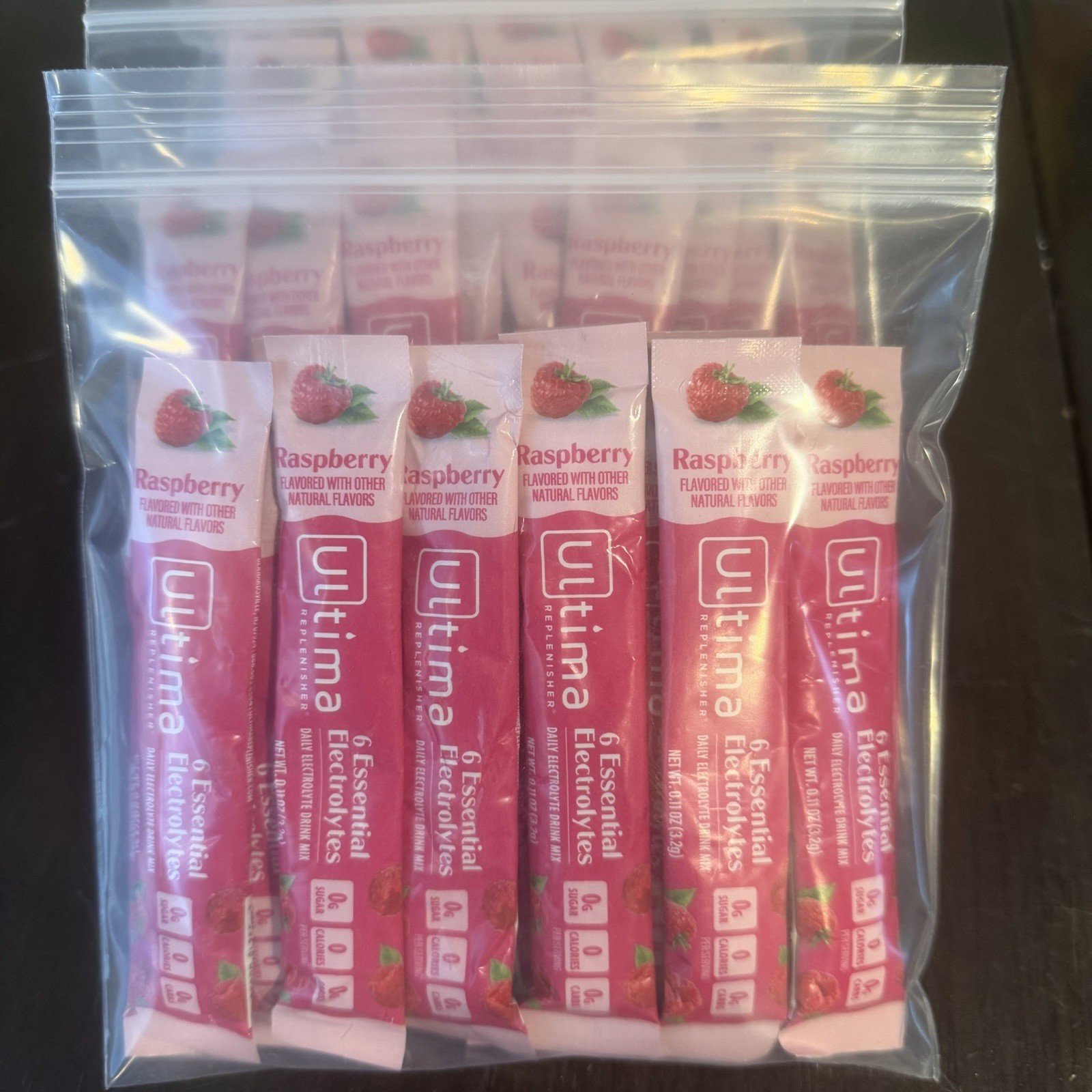 50 Count Ultima Replenisher, Electrolyte Hydration Drink Mix Sticks- Raspberry