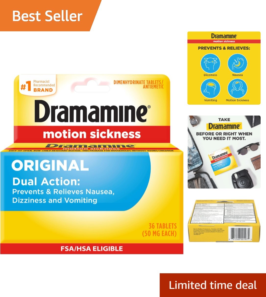Motion Sickness Relief Tablets – Fast Acting, Travel-Ready (36 Count)