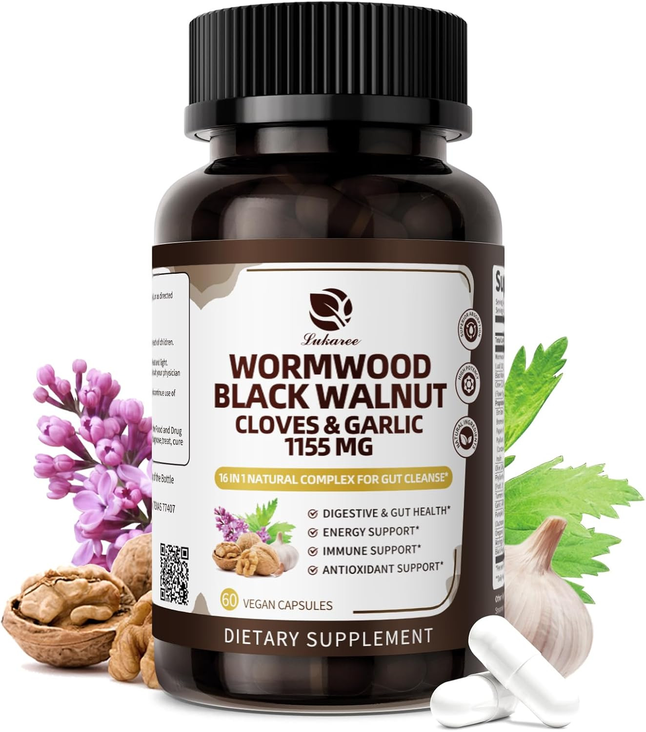 Lukaree 16-in-1 Wormwood Black Walnut Clove Cleanse for Humans Capsules – Natura