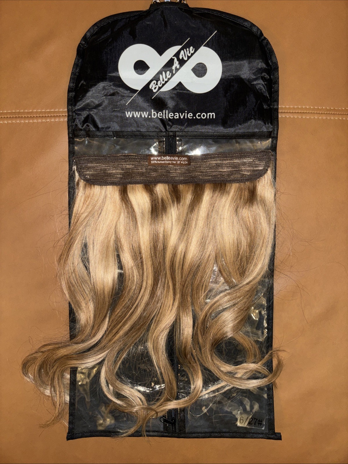 Belle A Vie Halo Hair Extension 18in Color #6/27 Msrp $5,000 Remy Human Hair
