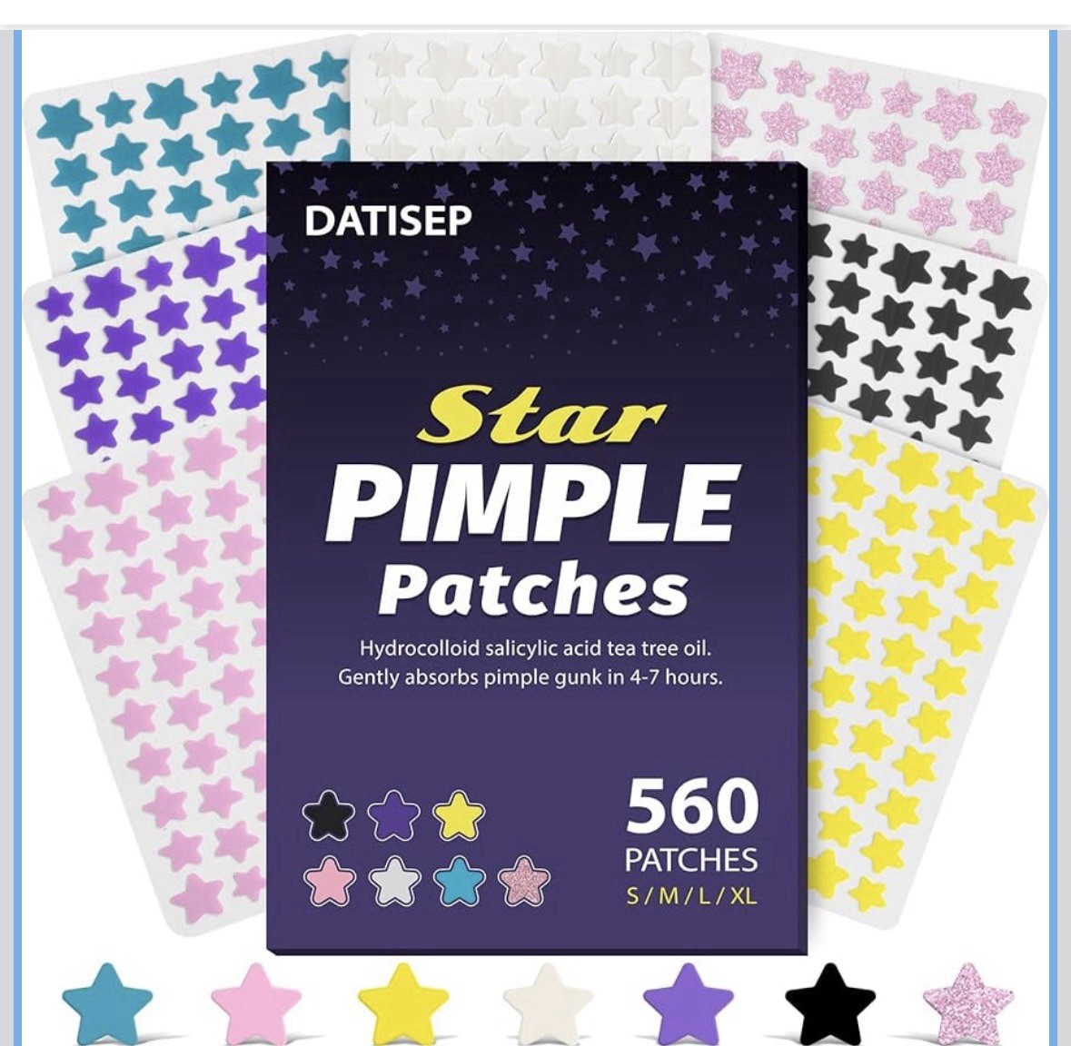 DATISEP Star Hydrocolloid Acne Pimple Patches Salicylic Acid Tea Tree 560