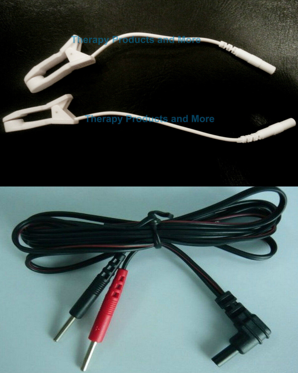2 Ear Clip Clamp Electrodes 2mm Female and TENS Cable 2.35mm plug 2mm Pins