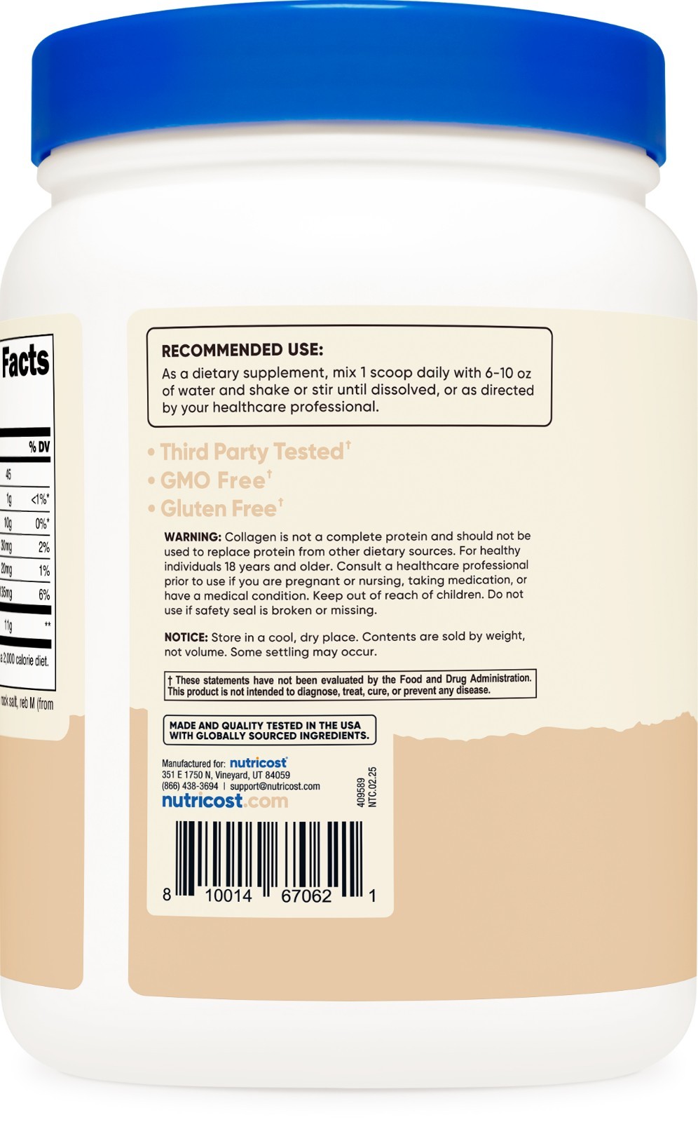 Nutricost Grass-Fed Collagen Powder 1LB (454 G) (Vanilla) – Collagen Peptides