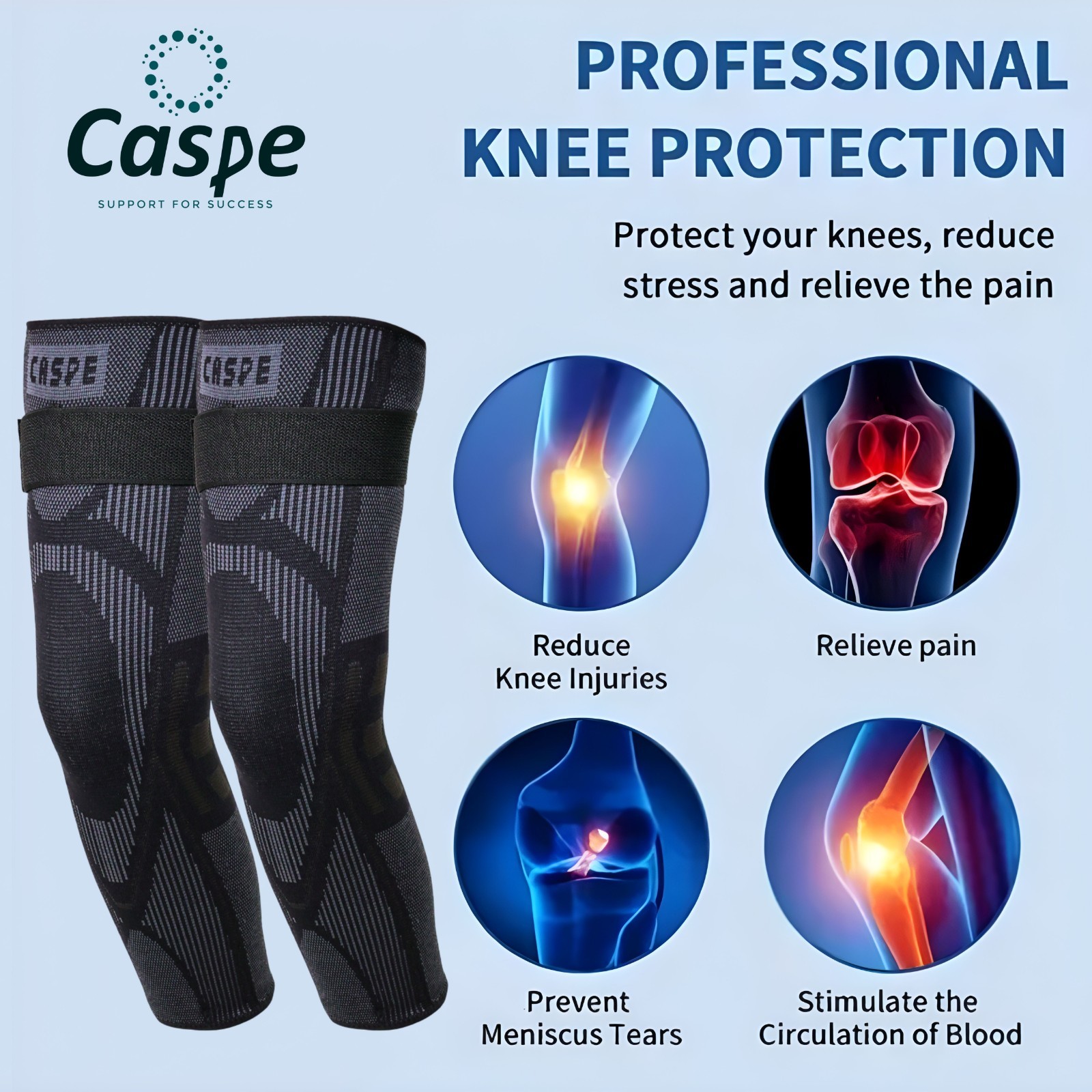Full Leg Compression Sleeve Knee Support Brace Meniscus Tear Arthritis Pain Gym