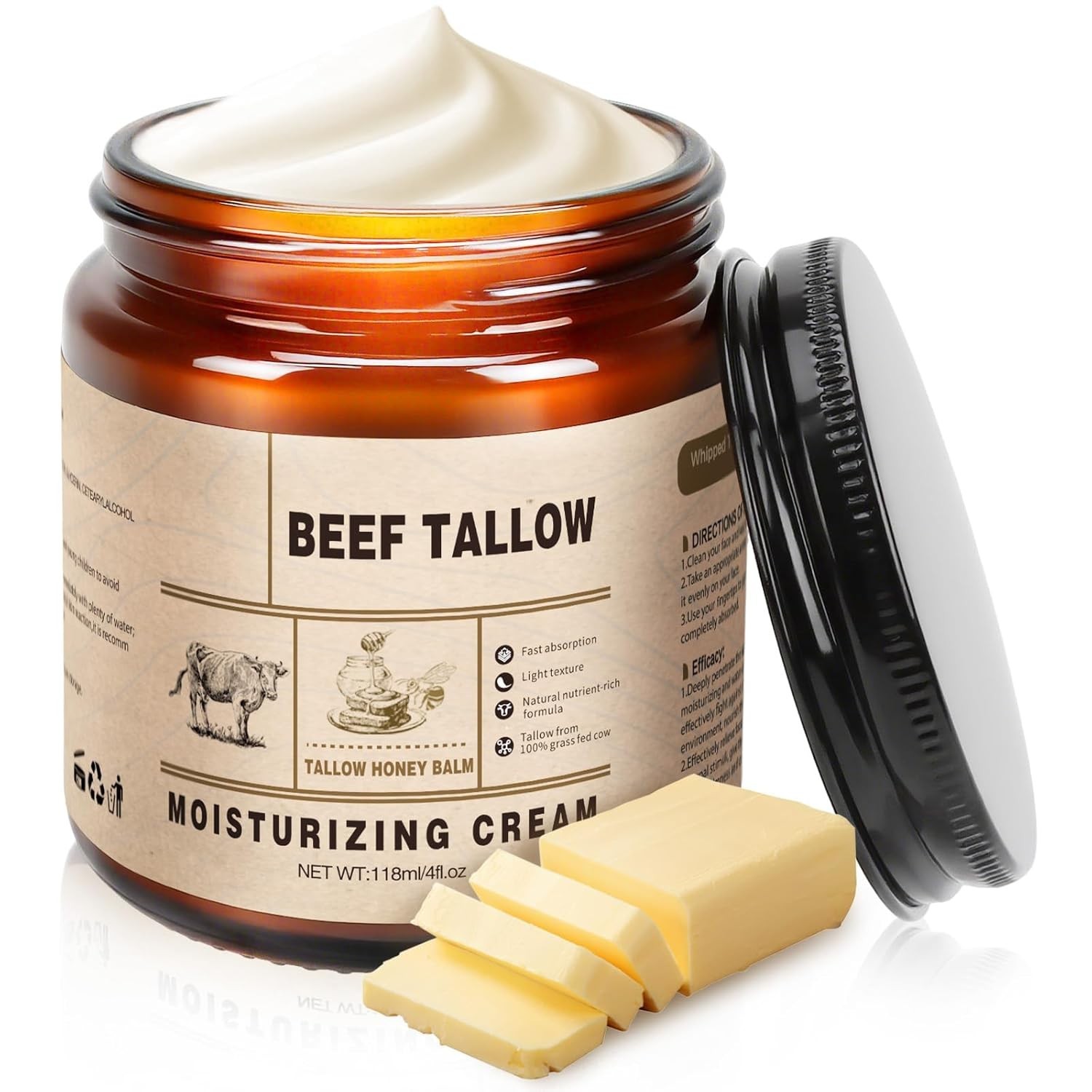 Grass Fed Beef Tallow Balm Face Body Moisturizer Cream Dry Skin Care 4.06oz