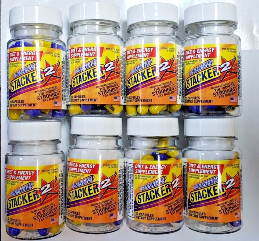 Stacker two Capsules 20ct Weight Loss Energy Dietary Supple (8 Bottles)= 160