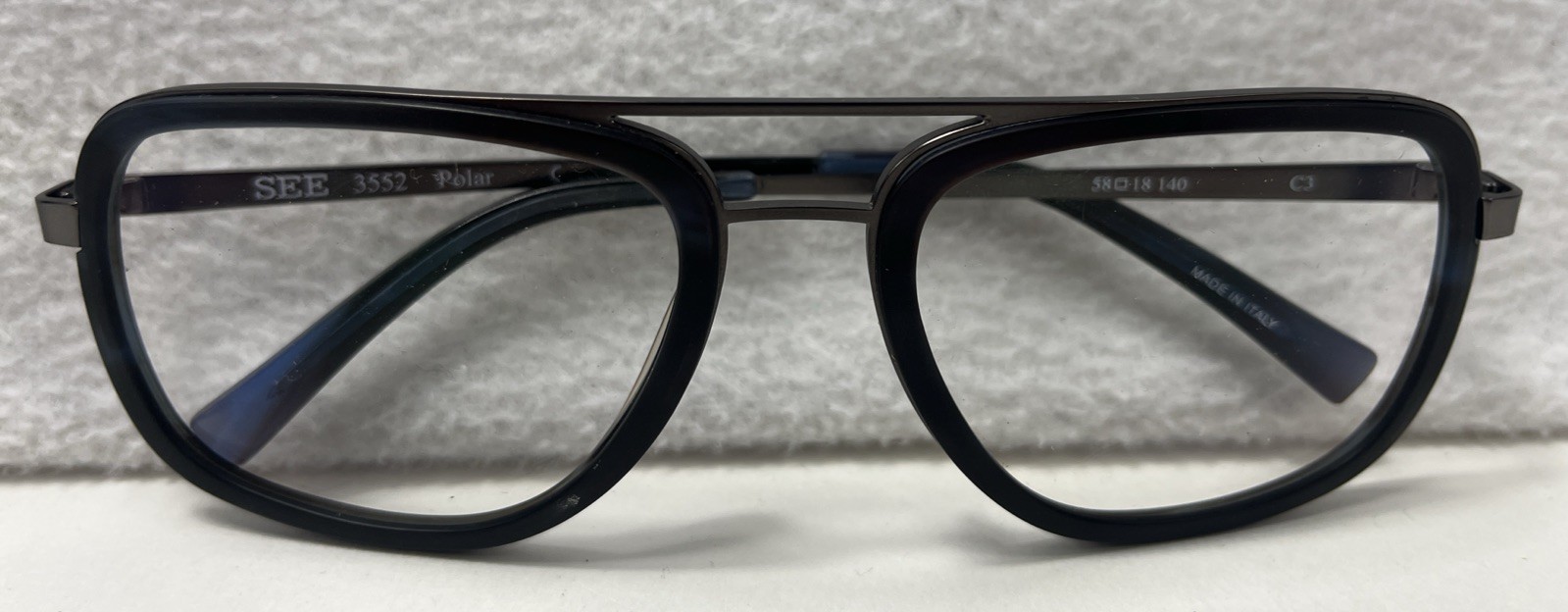 SEE 3552 Polar Black Blue Eyeglass FRAMES ONLY 58 18 140 Made In Italy