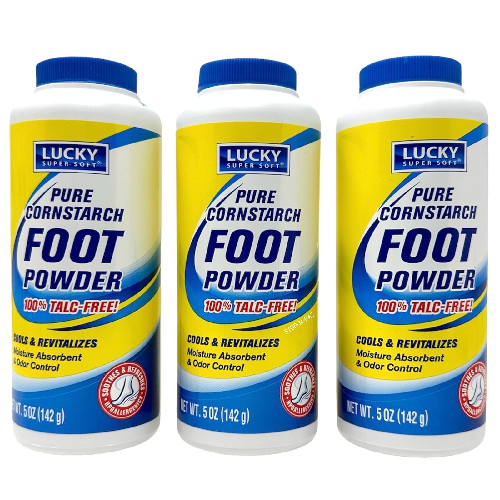 Pure Cornstarch Foot Powder 100% Talc Free Absorb Wetness Odor Control 5oz (3PK)