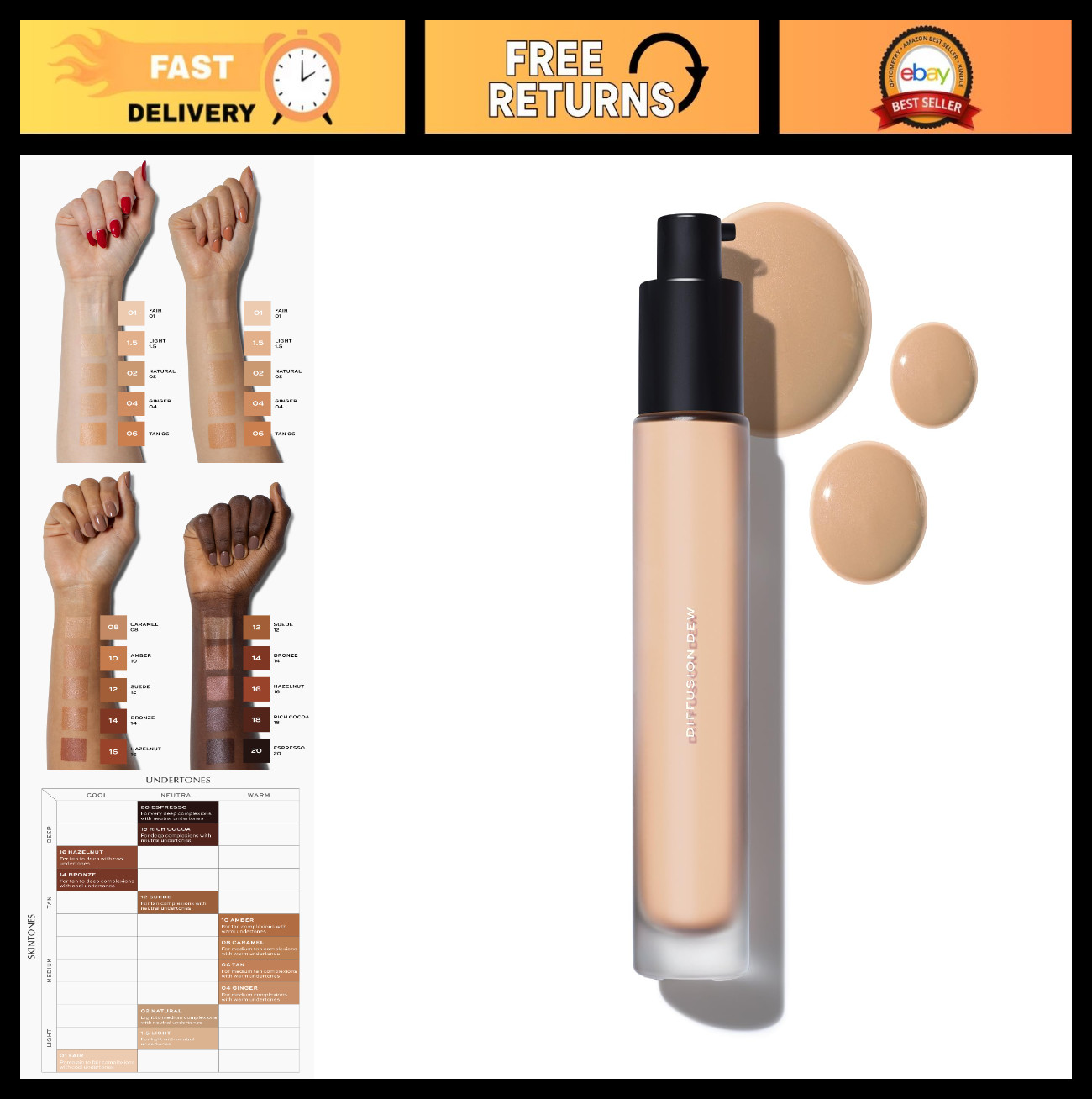 Radiant Skin Tint – Sheer Coverage for Light to Medium Complexions, Lightweight,