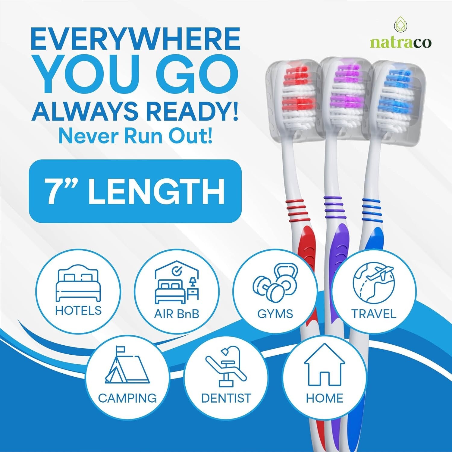 100 Bulk Toothbrushes + Caps, Individually Wrapped, Medium Soft, Multi Colors