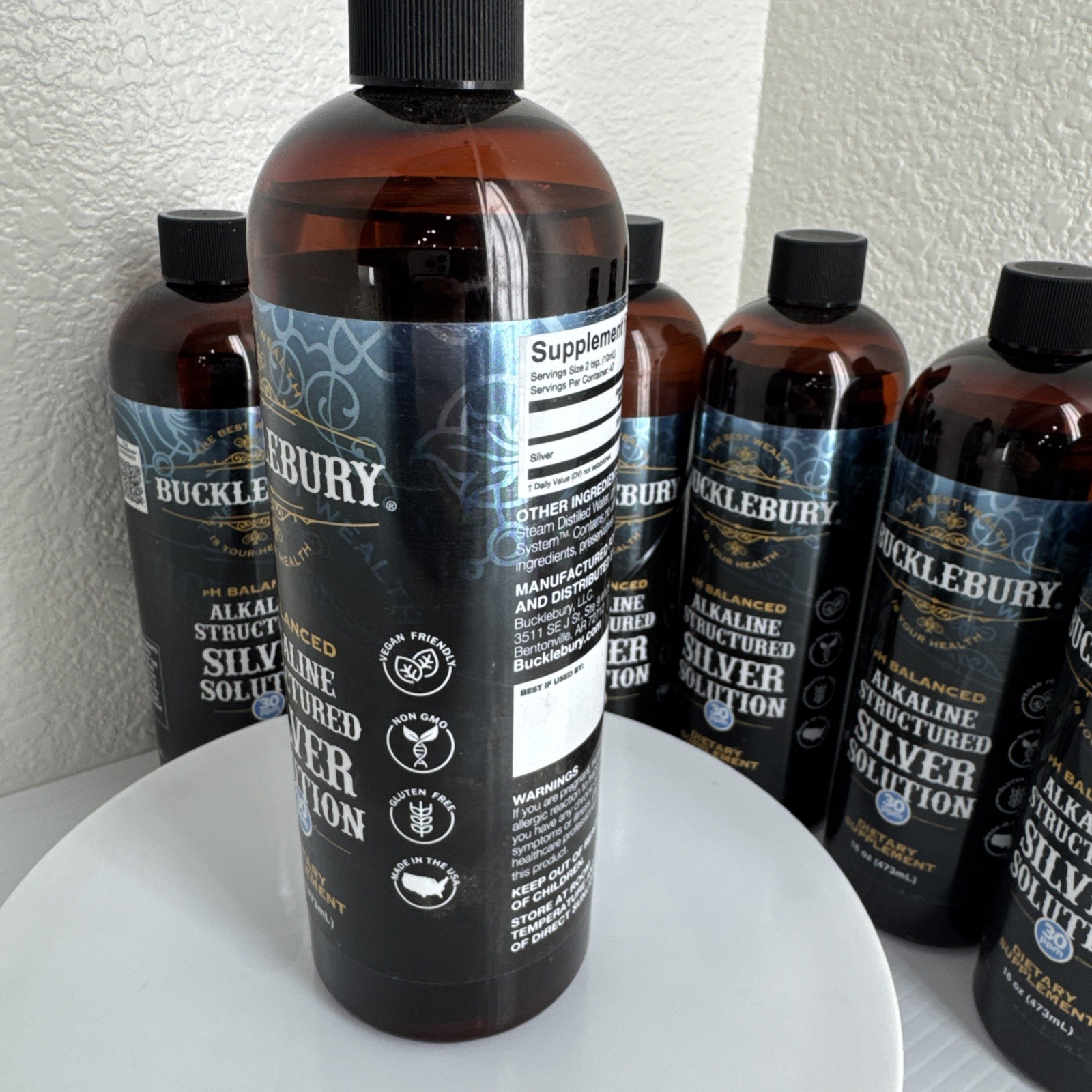 Bucklebury PH Balanced Alkaline Structured Silver Solution 16 Oz 30ppm Vegan