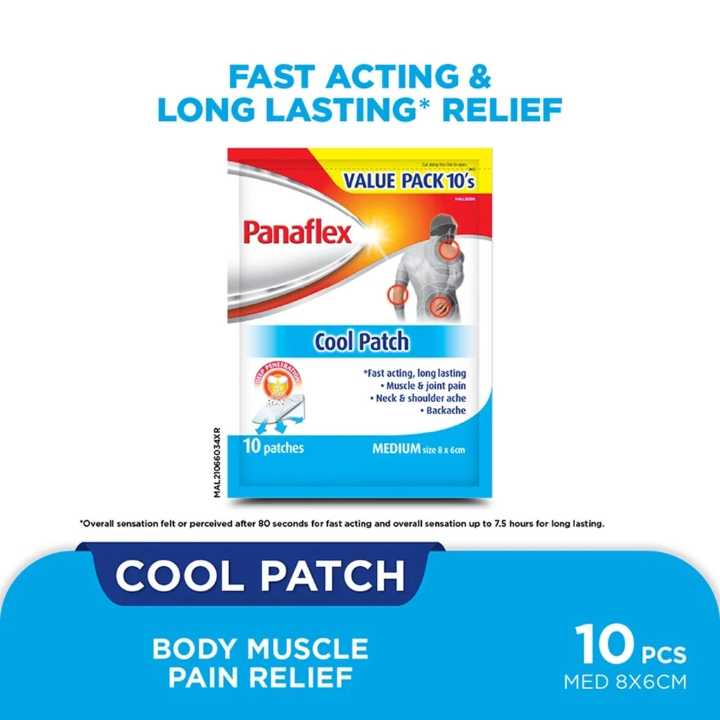 Panaflex Cooling Patch 10 Pack Fast Pain Relief Back Neck Shoulder Easy Peel