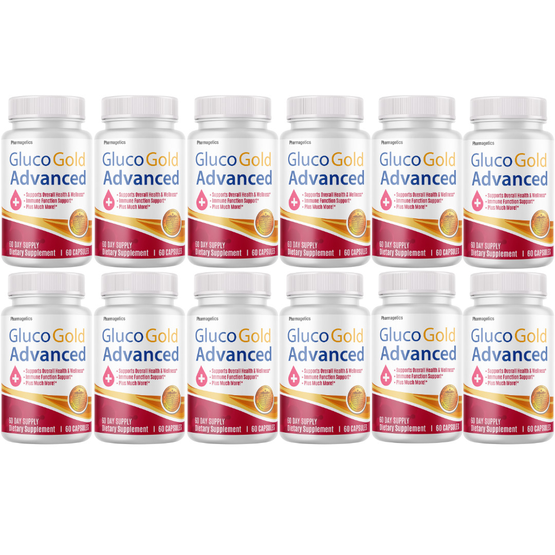 Gluco Gold Advanced Blood Health Formula, (12 Bottles) Genuine Blood Support