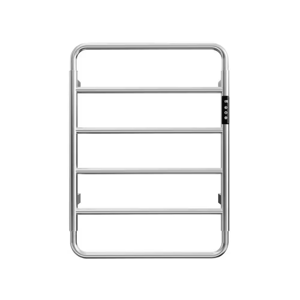 6-Bars Plug Electric Heated Towel Warmer Wall Mount in Hardwired Brushed, Smart