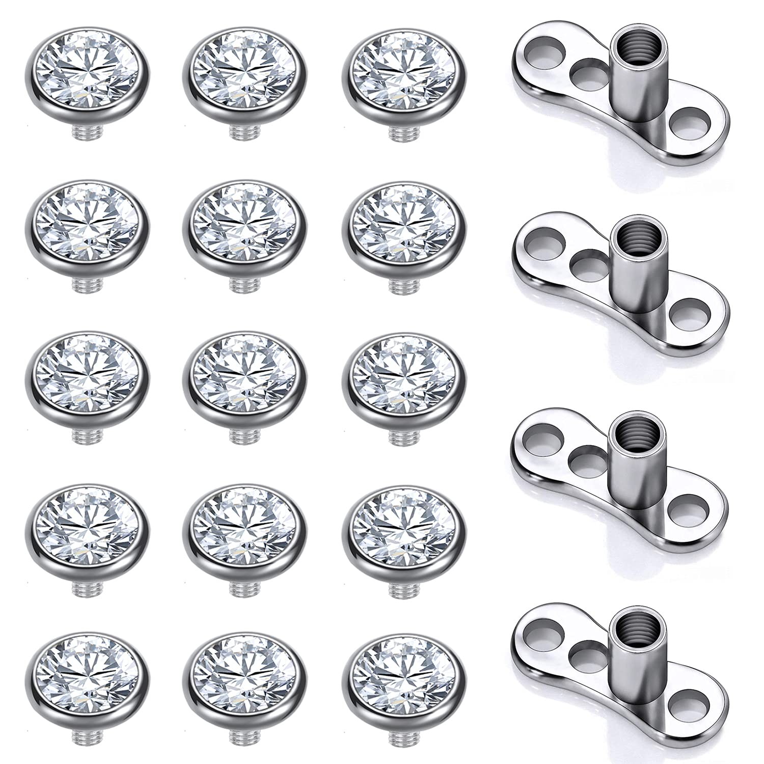 14G(1.6mm), 16G(1.2mm), 2.5mm, 2.5mm/3mm/3.5mm/4mm, D:15Pcs Dermal Anchor…