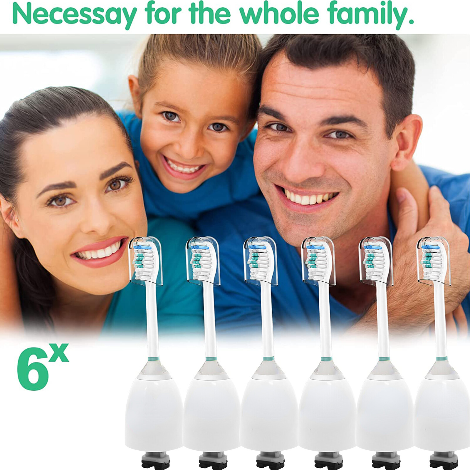6 Pack Electric Toothbrush Heads Replacement for Sonicare Xtreme E-Series HX7001