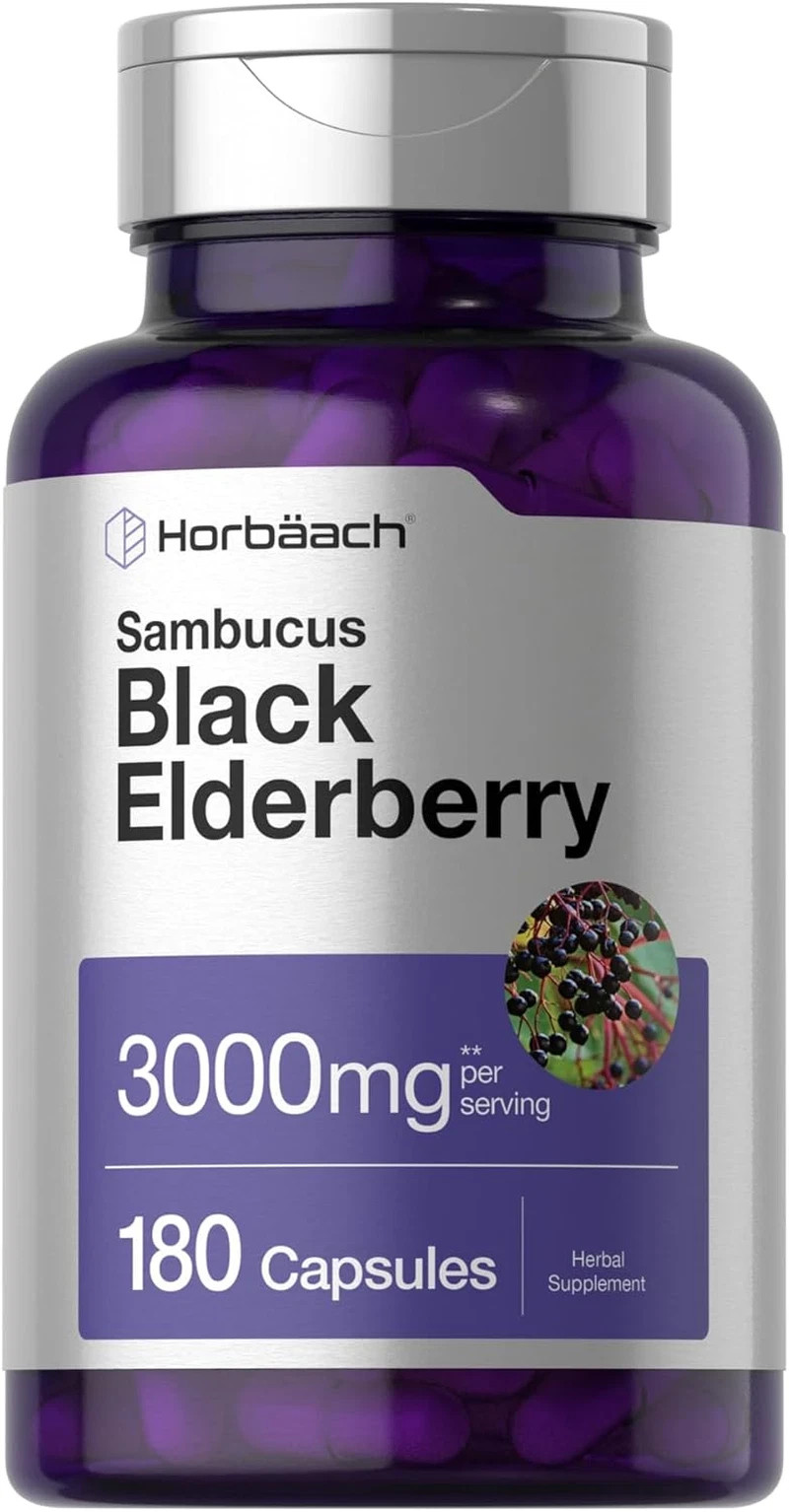 Black Elderberry | 3000Mg Capsules | 180 Count | Non-Gmo, Gluten Free | Sambucus
