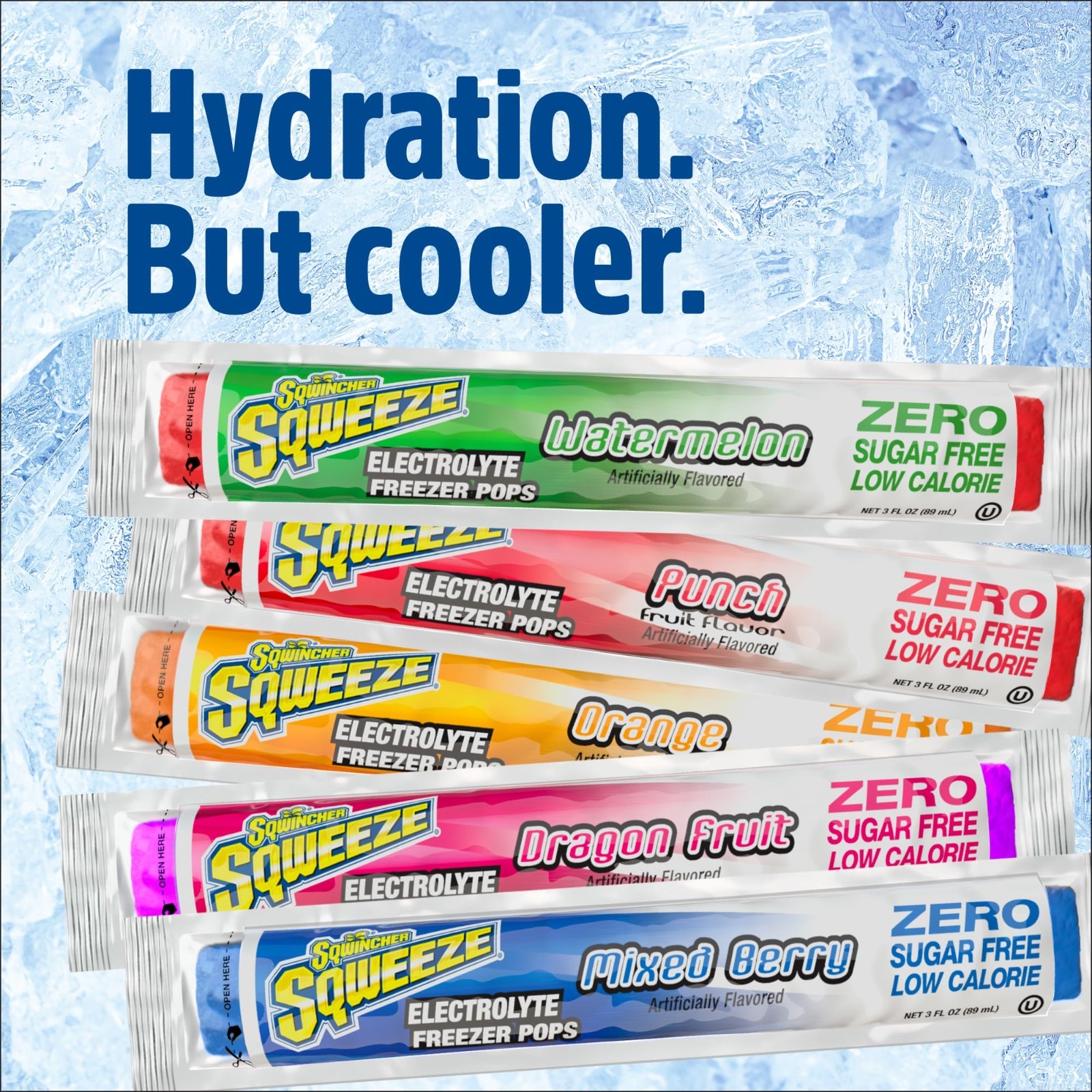 Zero Sugar Electrolyte Freezer Pops Variety Pack – 50 Pops, Hydration, Dragon Fr