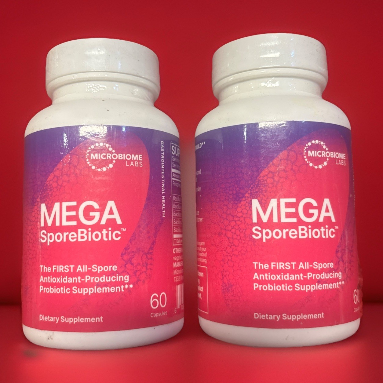 Best By 8/25 Microbiome Labs Mega SporeBiotic 60 Caps 2 Bottles Best By 8/25